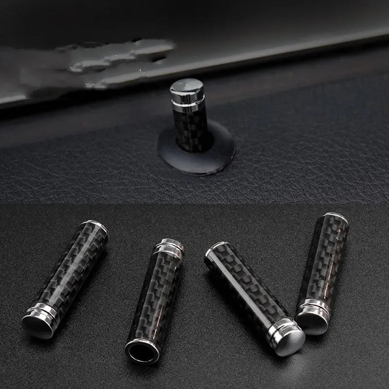 Four carbon fibre door lift decorative covers with metal base construction for universal vehicle fitment