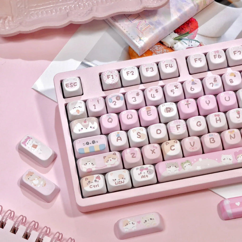 Pink cartoon design MOA height mechanical keyboard keycaps with five-sided sublimation printing