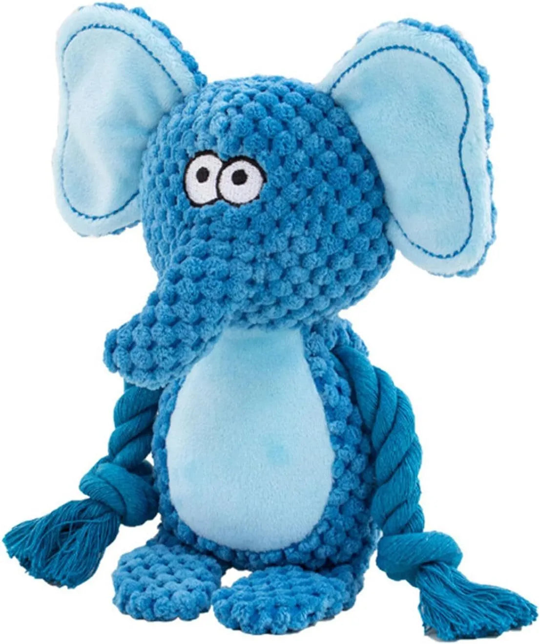 Plush dog squeaker toy with crinkle paper and cotton rope in animal shapes for small to medium dogs