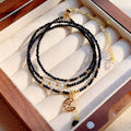 Women's blue gold sand stone cut three-ring multi-layer bracelet with manual craftsmanship
