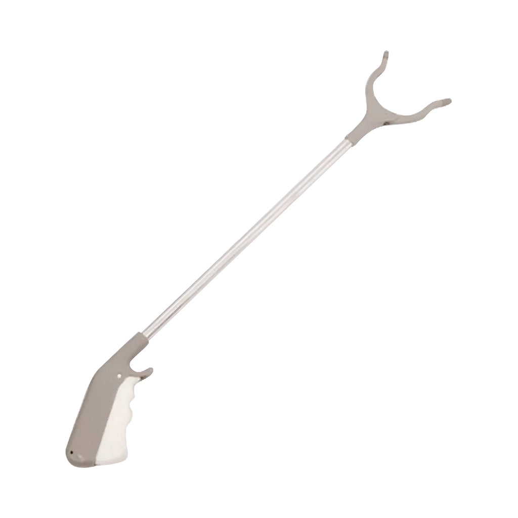 40cm stainless steel garbage picker tool with push-operation handle and non-slip gripper jaws