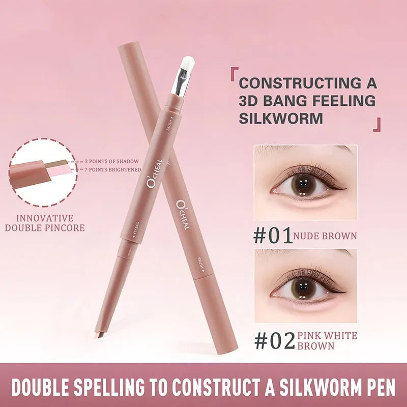 Double Fight eye shadow pen with dual-ended highlight and shadow in black casing on white background