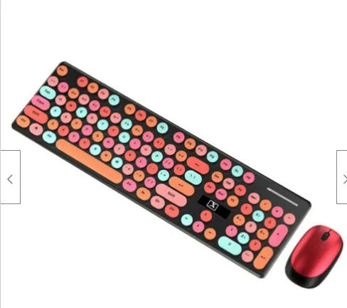 Wireless yellow keyboard and mouse set with backlight display and USB connectivity