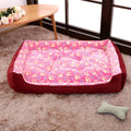 Soft beige plush dog bed with raised sides for small dogs, showing sofa-style design