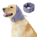 Black dog calming hoodie with ear muffs and closure, sized for medium dogs