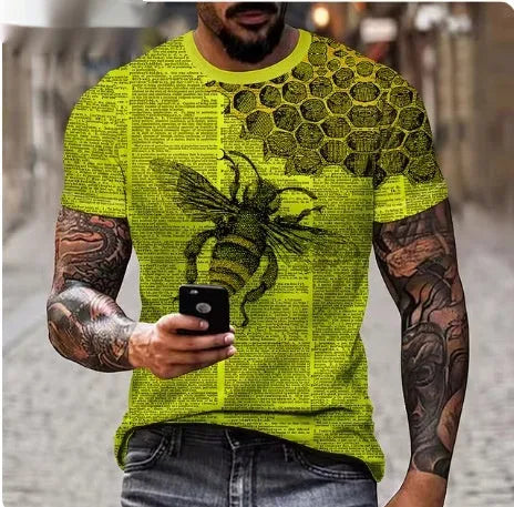 Men's black t-shirt with fierce 3D lion printing graphic design on front