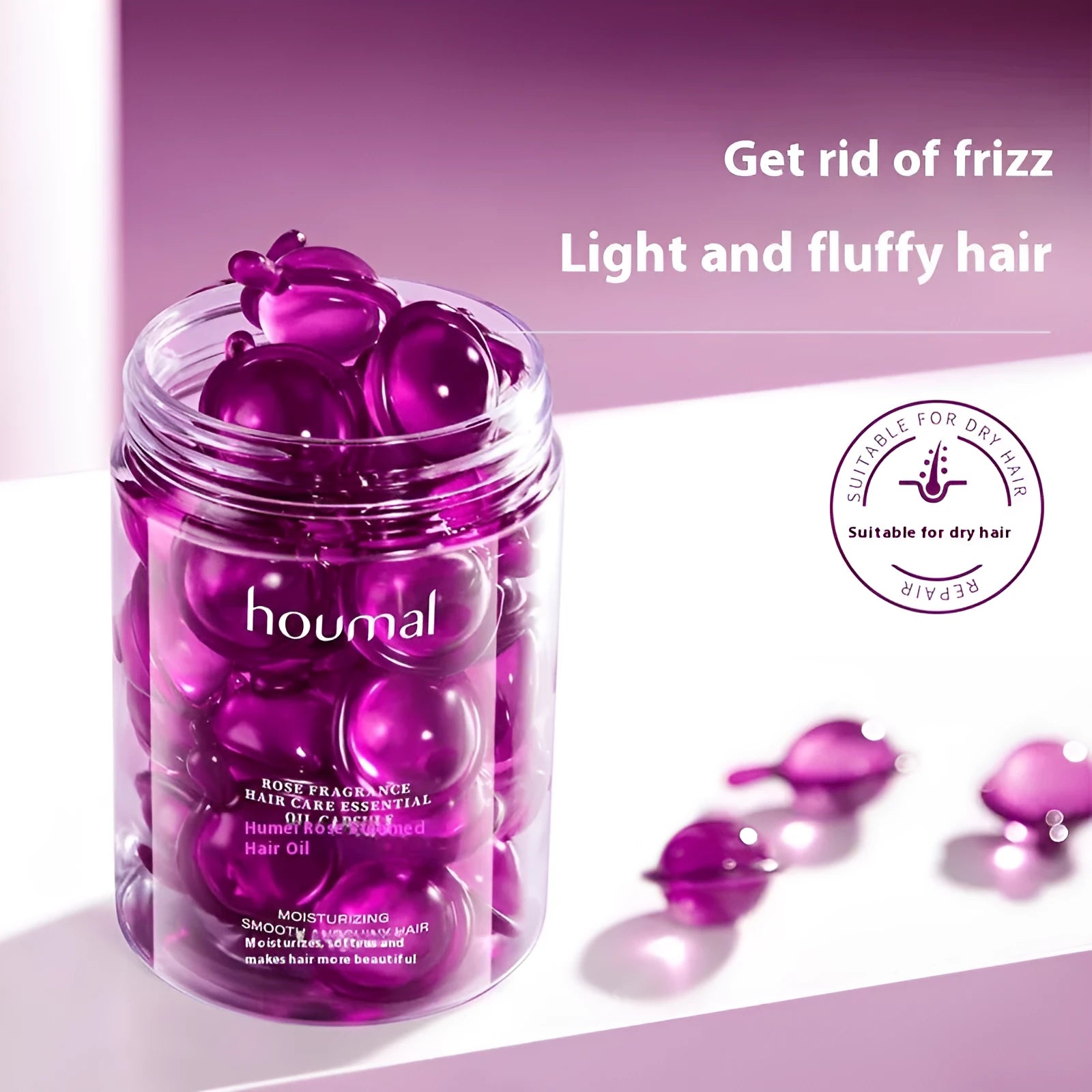 Houmai Rose Lavender Flavor Styling Cream Capsules Hair Oil purple colour 1ml x 30 capsules