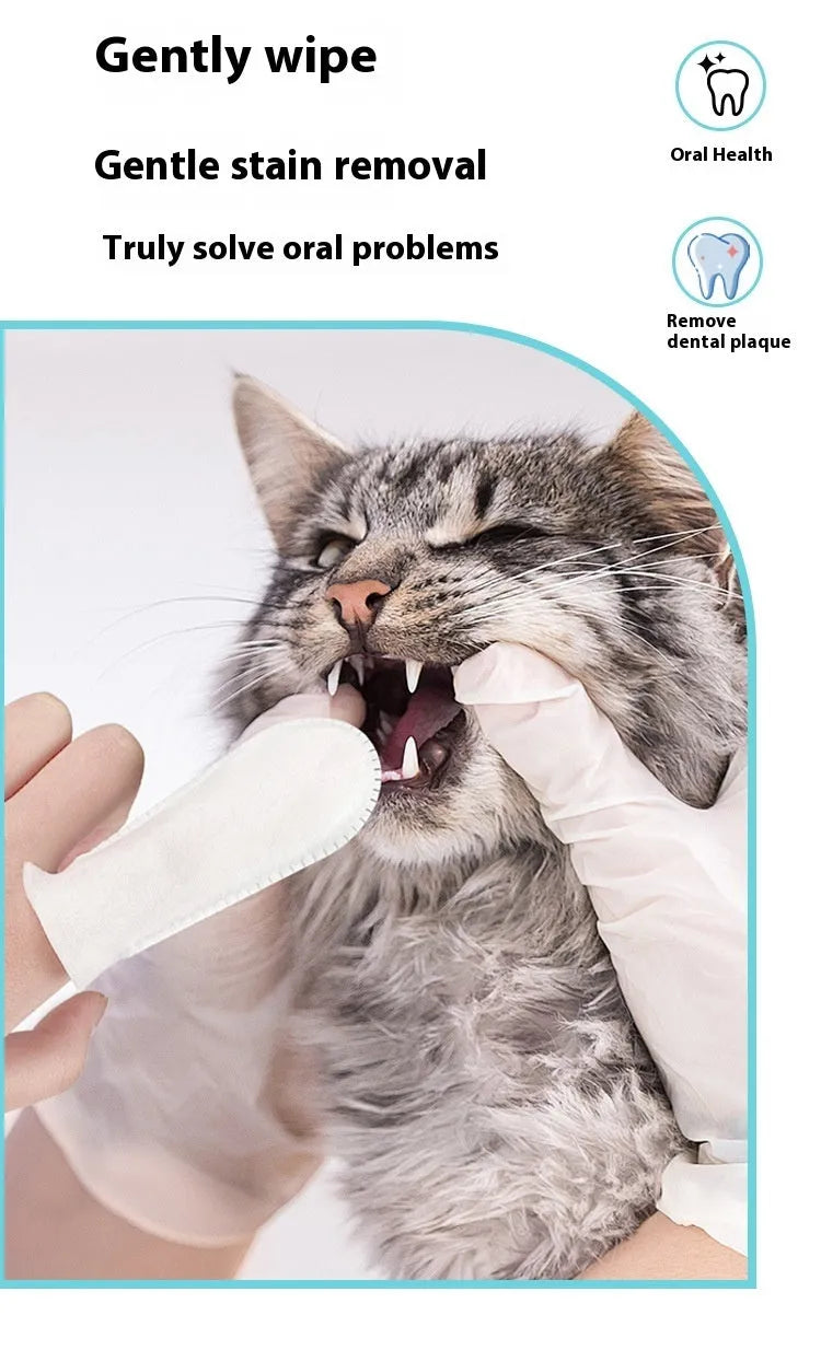 50 disposable pet dental finger cots for cleaning cat and dog teeth