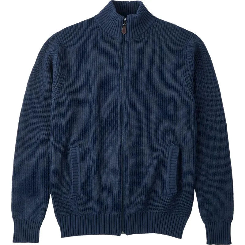 Men's half-high collar batwing sleeve cardigan in sapphire blue, slim fit spandex blend jacket