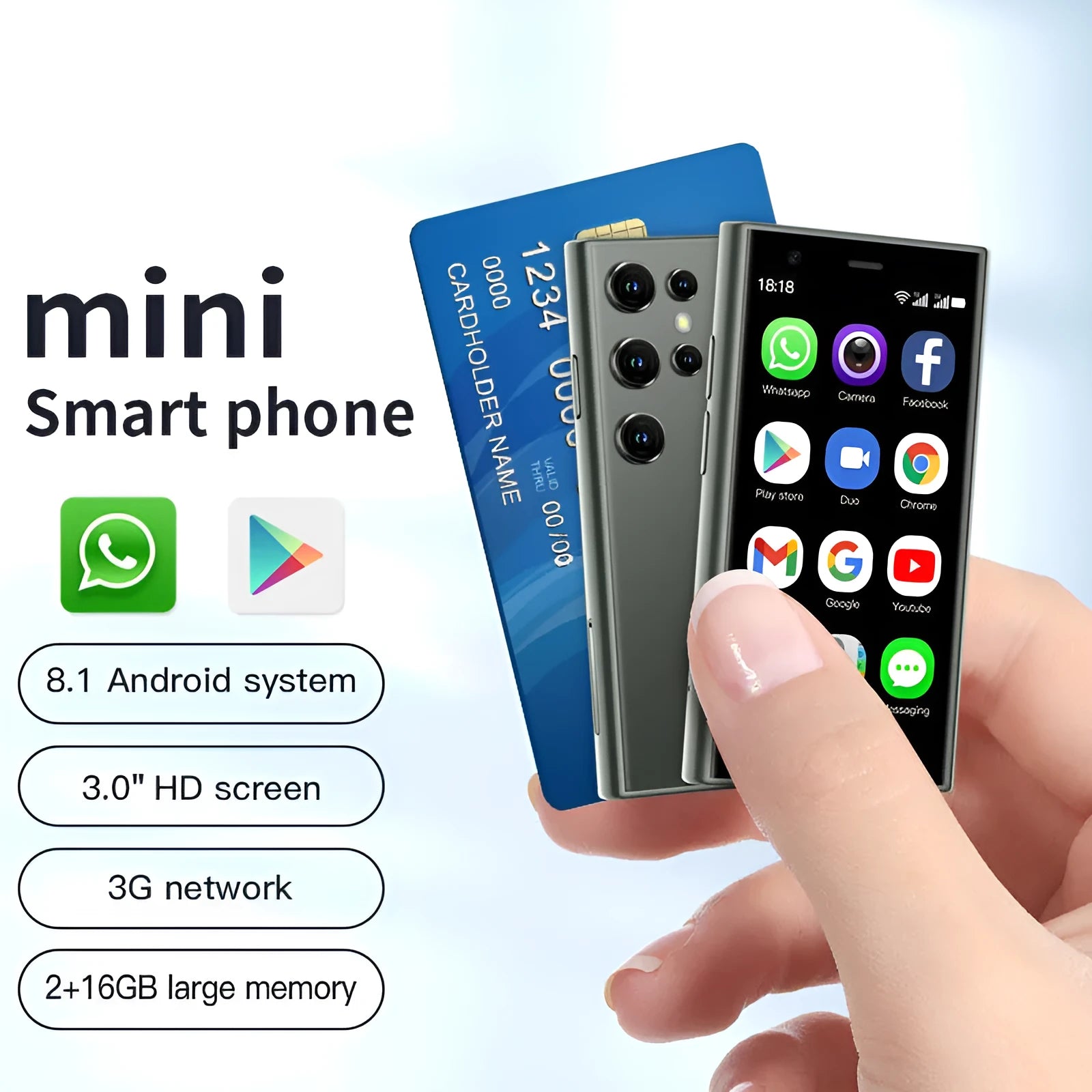 S23PRO XS15 mini smartphone in black, green or pink purple with 30 screen and straight plate design