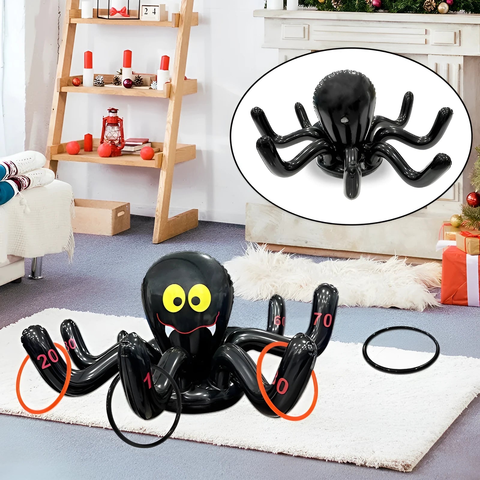 Colourful inflatable PVC throwing toy with octopus ferrule design for Halloween games