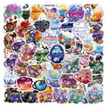 Pack of 50 colourful tea cup graffiti waterproof vinyl stickers in Nordic style for luggage and scooters.