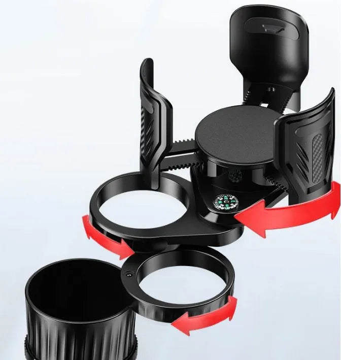 Carbon fibre black car water cup holder with retractable bottom adjustment