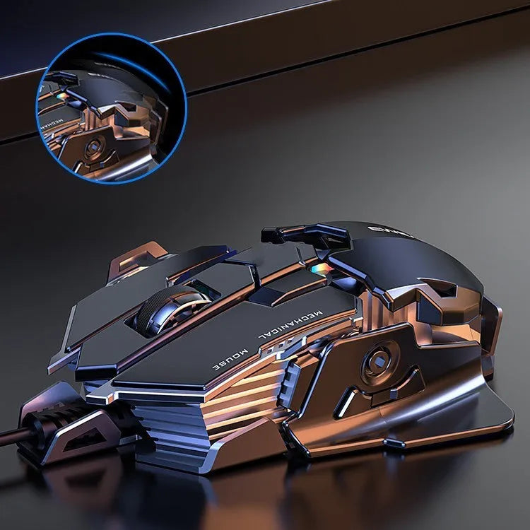 Forerunner MK500 wired esports gaming mouse in metallic black with metal weighted body and USB cable