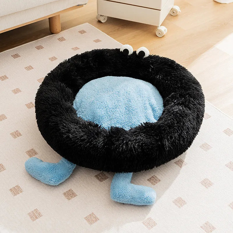 Elf Briquettes plush kennel sleeping mat in pink, thickened pet bed for dogs and cats