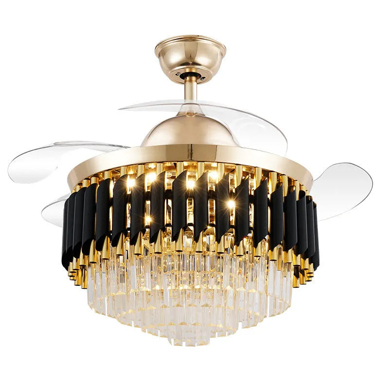 Crystal chandelier ceiling fan light with remote control in 42 or 48 inch sizes