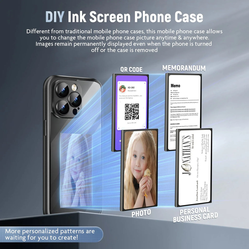 Flip phone case for iPhone 15 Pro and Pro Max with NFC ink screen in black plastic