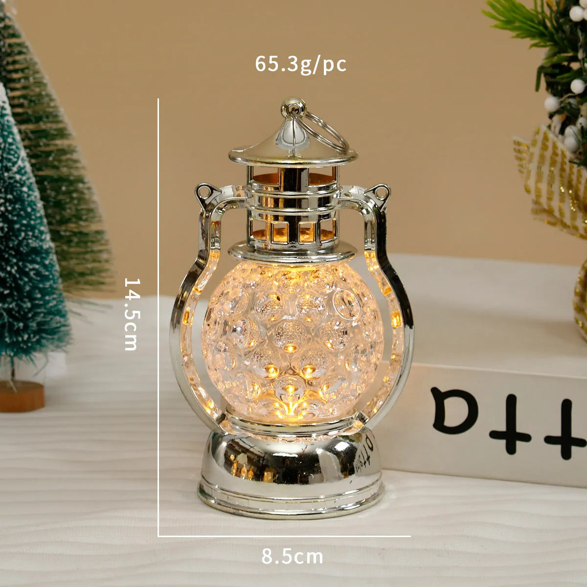 Creative retro small oil lamp LED night lamp in gold electroplated finish, PP material, 14.5x8.5cm