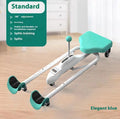 Leg opener stretching device with steel frame and foam padding in blue and pink colour options