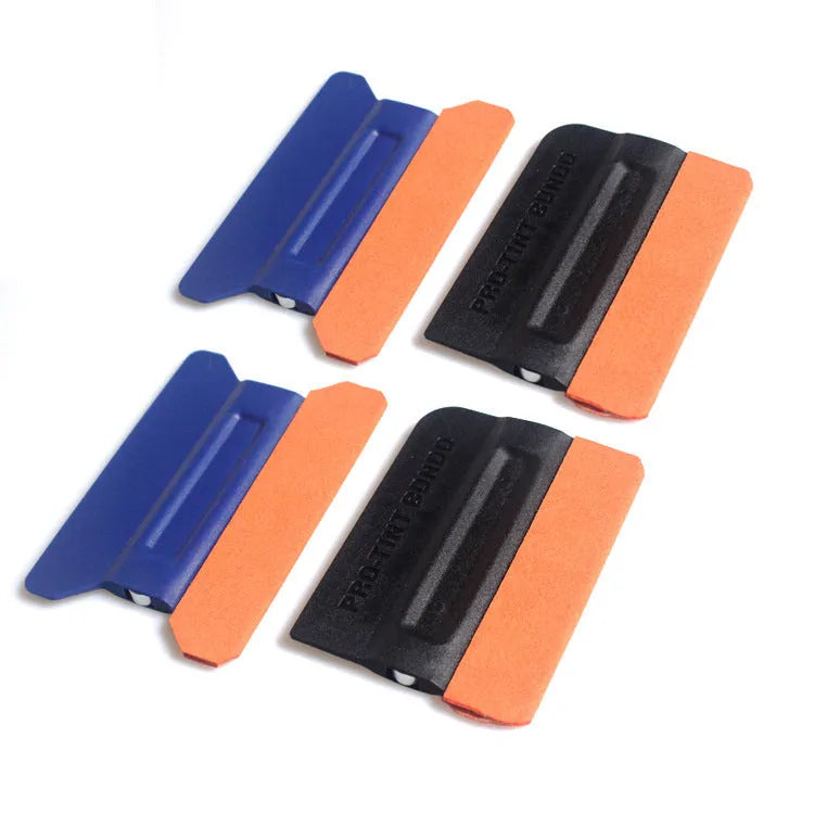 Automotive film scraper tool with ABS handle and interchangeable scraping heads for vehicle wrap installation