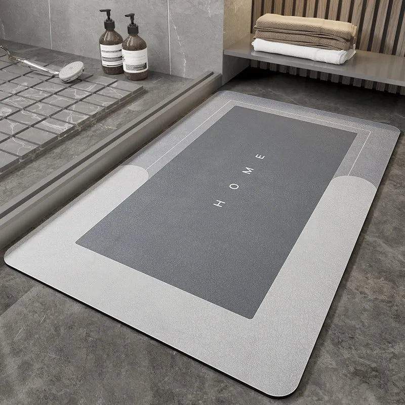 Blended fabric machine-woven bathroom floor mat in oval shape, Lake Baikal blue, 40x60cm size