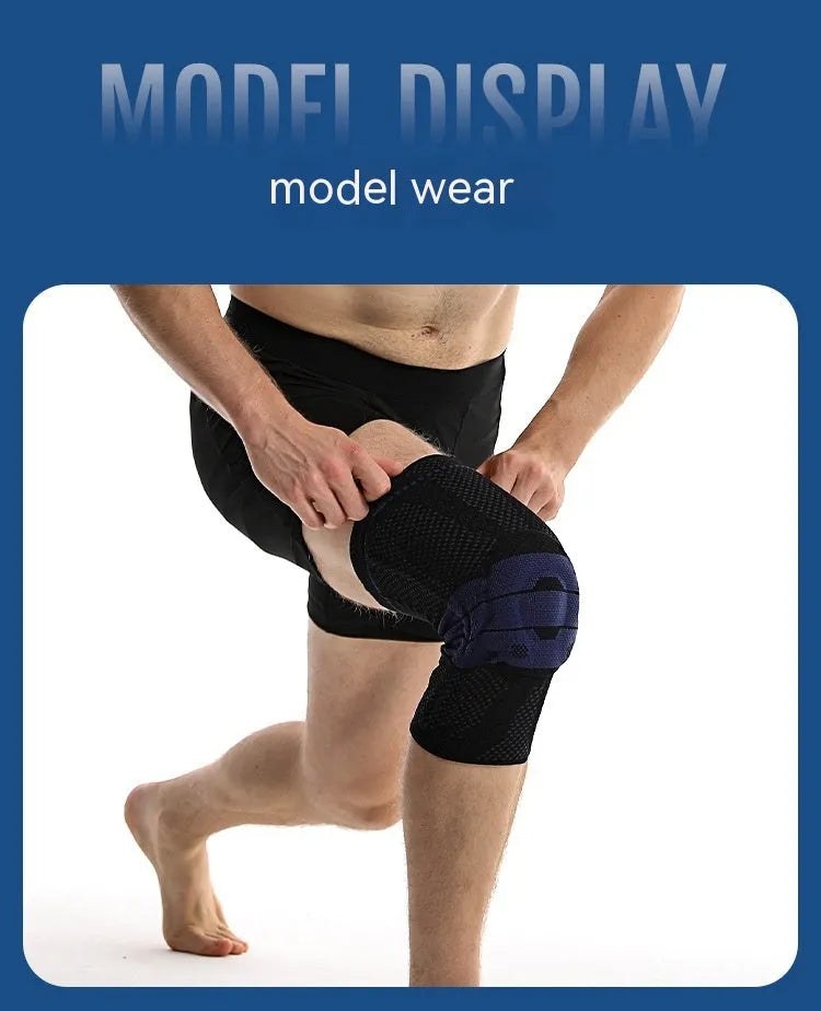 Black and blue nylon spandex basketball sports kneecaps for adults running and fitness