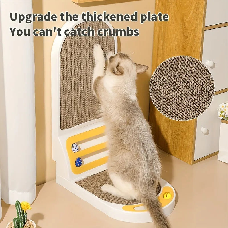 L-shape thickened cardboard cat scratching board in gray, 53x35x4 cm, with vertical and horizontal scratching surfaces