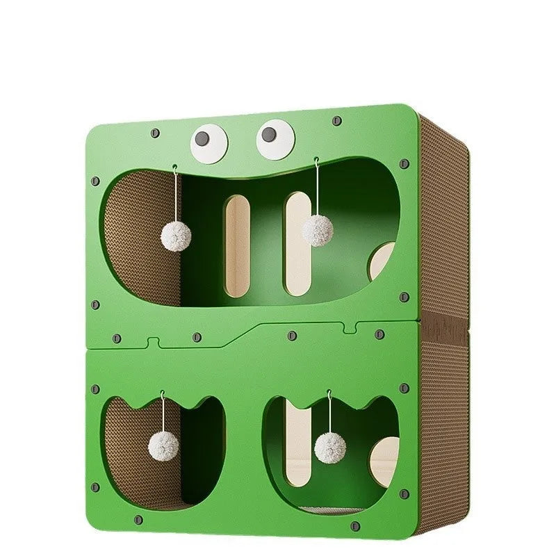 Wear-resistant non-chip cat scratching board double layer cute style cat nest with owl design