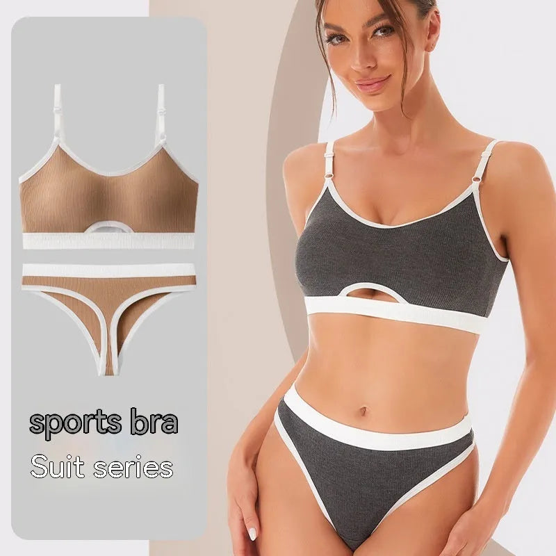 Sports underwear vest with moulded cups and contrast back design in multiple colour options