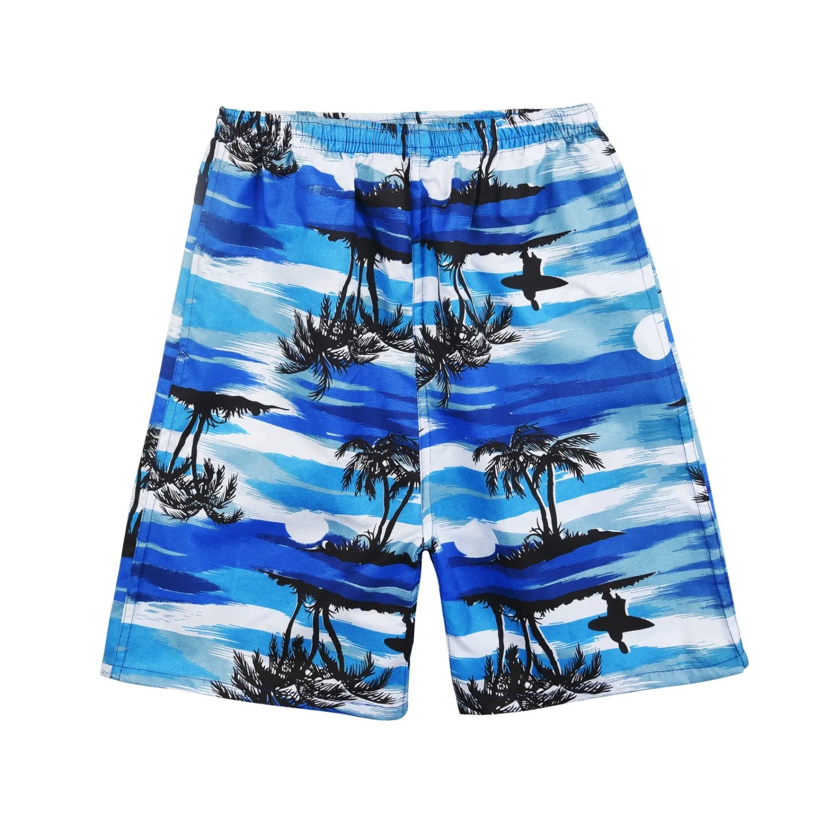 Men's floral print swimming trunks in polyester fabric with five-point casual design