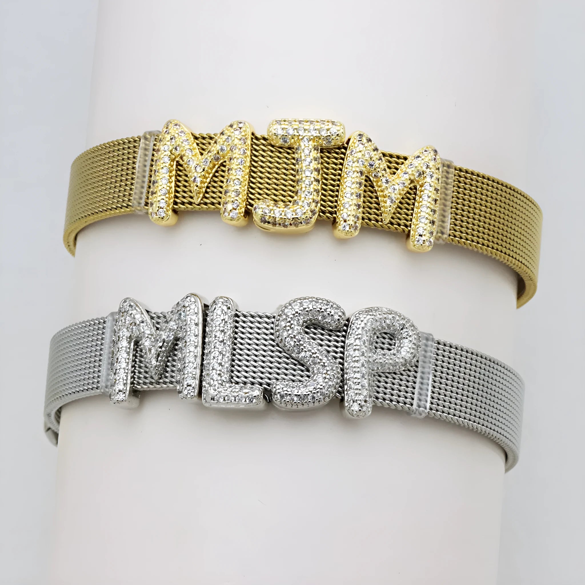Retro copper bracelet with micro-inlaid zirconium letter Z in gold finish on white background