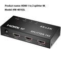 4K HDMI one-switch two-way splitter unit with USB power cable