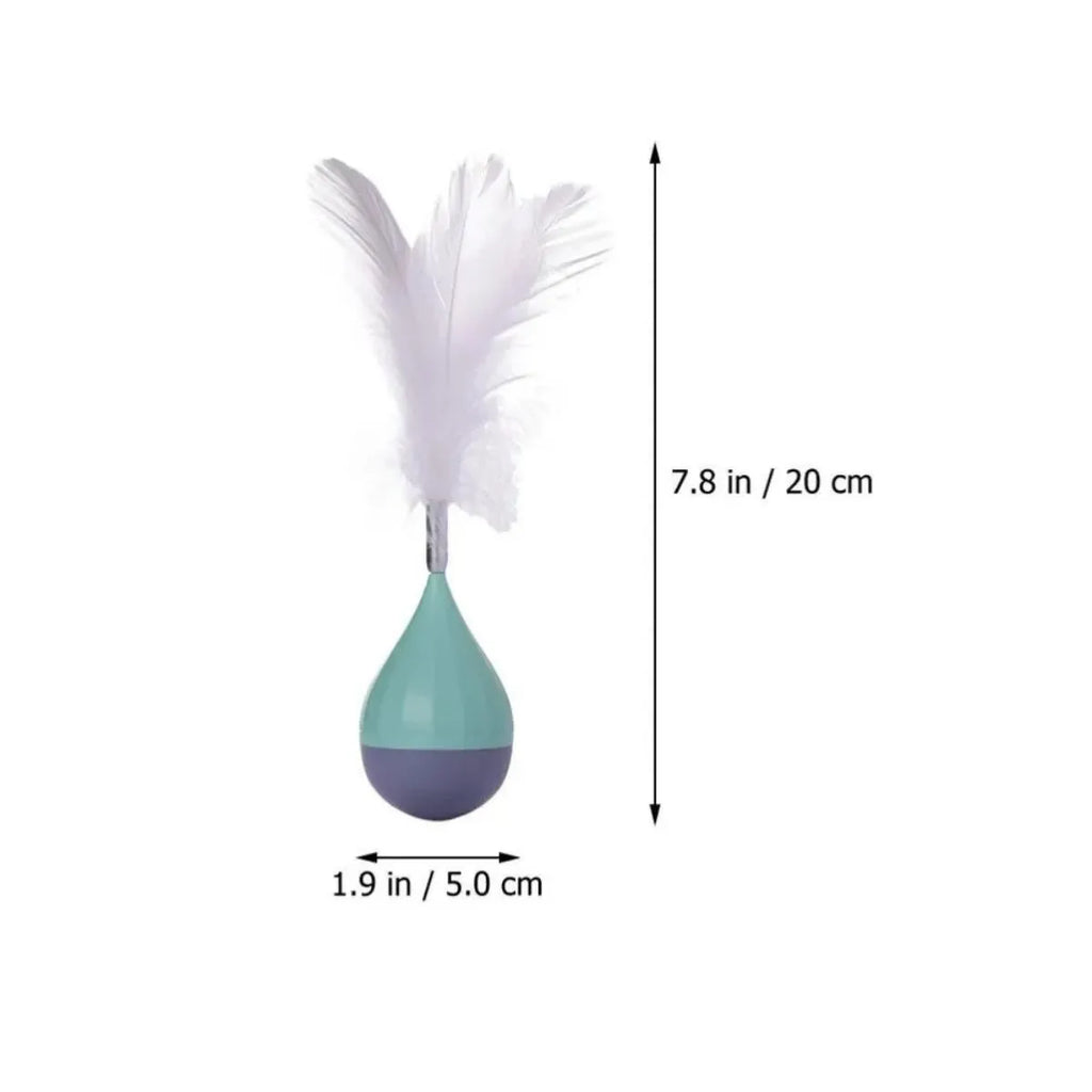 Feather tumbler cat toy with bite-resistant ABS body and goose feathers in green colour