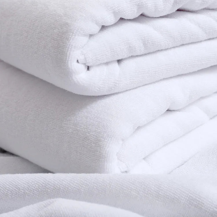 White cotton bath towel 70x140cm thickened weave with 21-strand yarn for absorbent drying