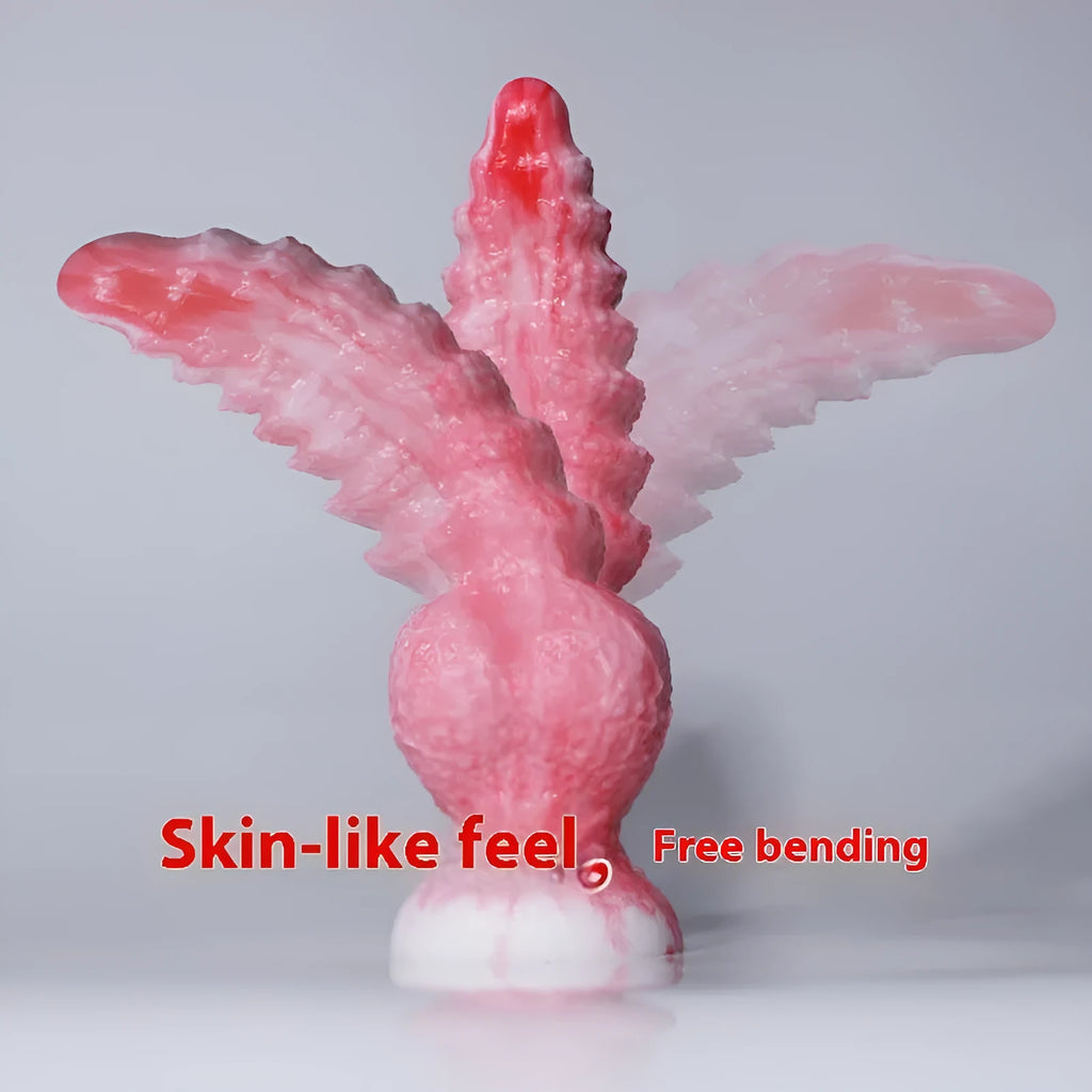 Pink platinum silicone women's masturbation device sex toy shaped like a penis