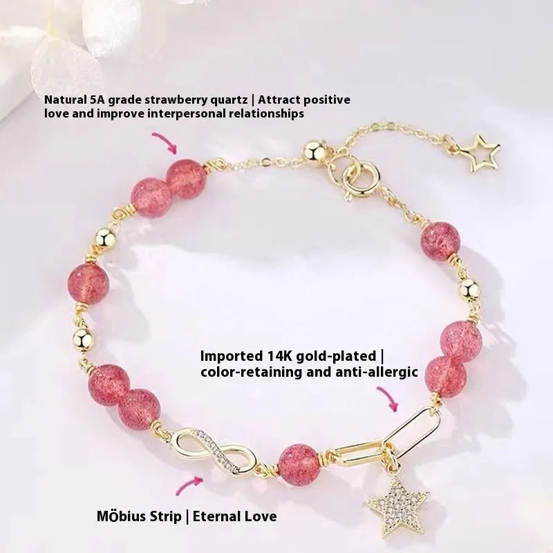 Natural Gray Moonstone Mobius crystal bracelet with Chinese style constellation design