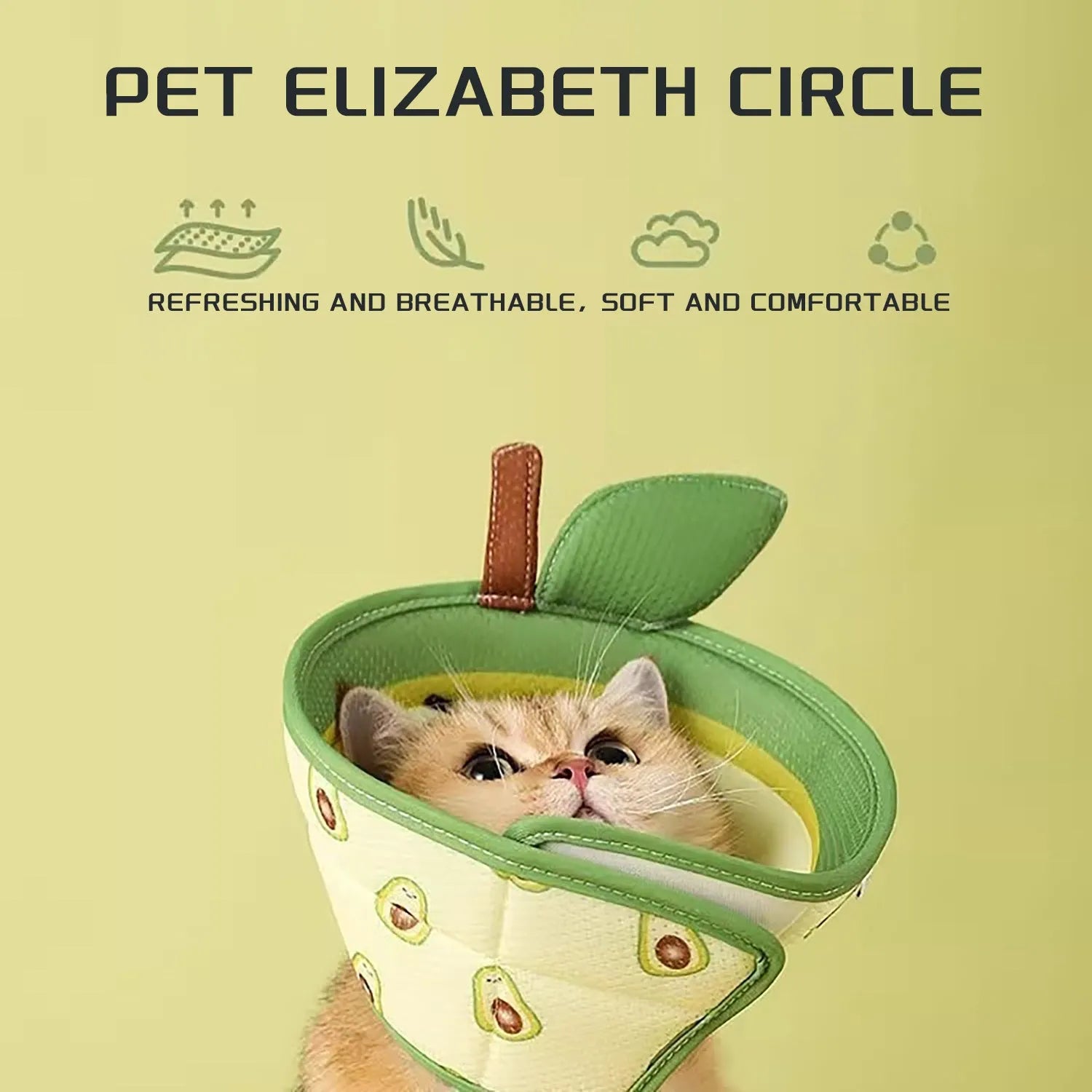 Soft adjustable EPE cat cone collar for post surgery recovery and licking prevention