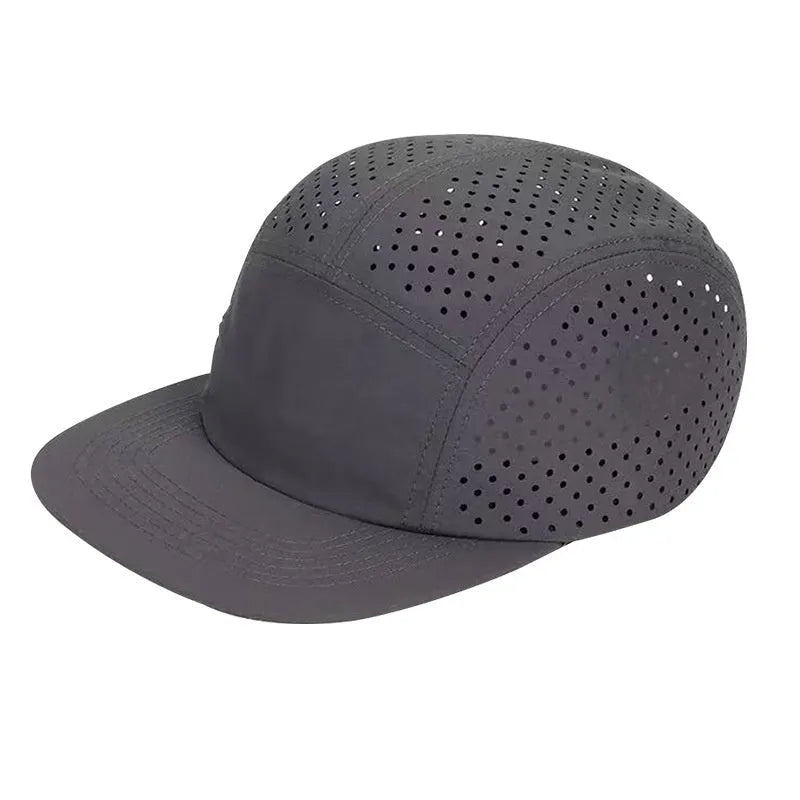 Breathable hollow-out polyester cycling fishing cap in royal blue dome style