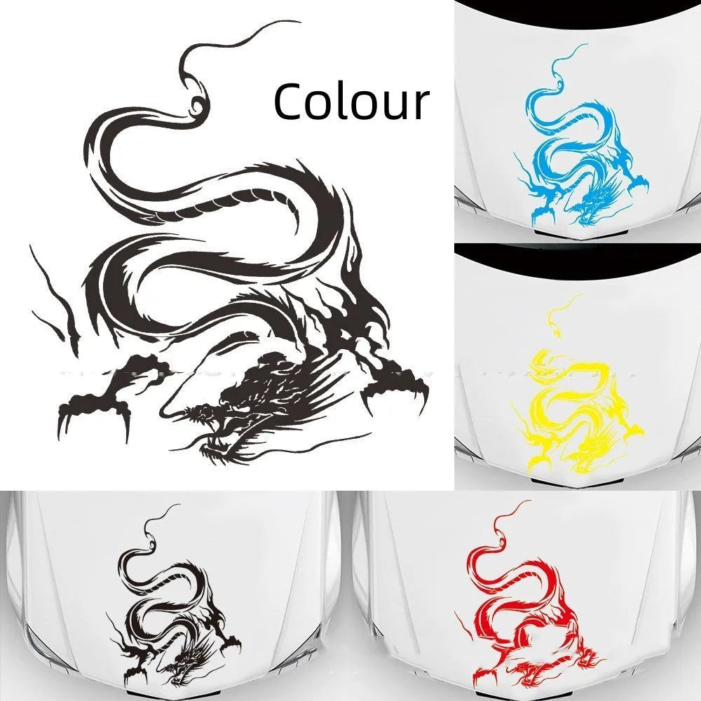 PET car body sticker with dragon design 50x36cm front end decal in matte gold