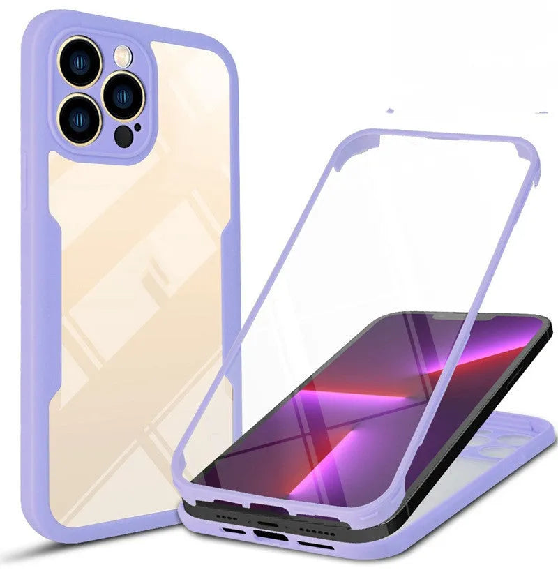 TPU front and back protective mobile phone case for iPhone 14 13 12 11 in 360 Qicai colours