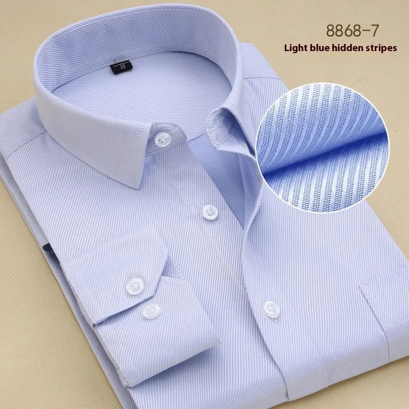 Men's black long sleeve slim fit business shirt in cotton with cardigan style