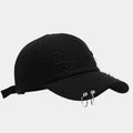 Men's denim peaked cap with dome crown and adjustable strap in black colour option
