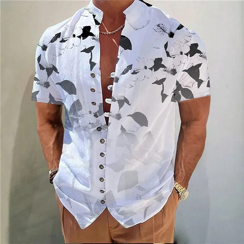 Geometric 3D printed short sleeve youth casual floral shirt in polyester blend, regular fit, available in multiple colours