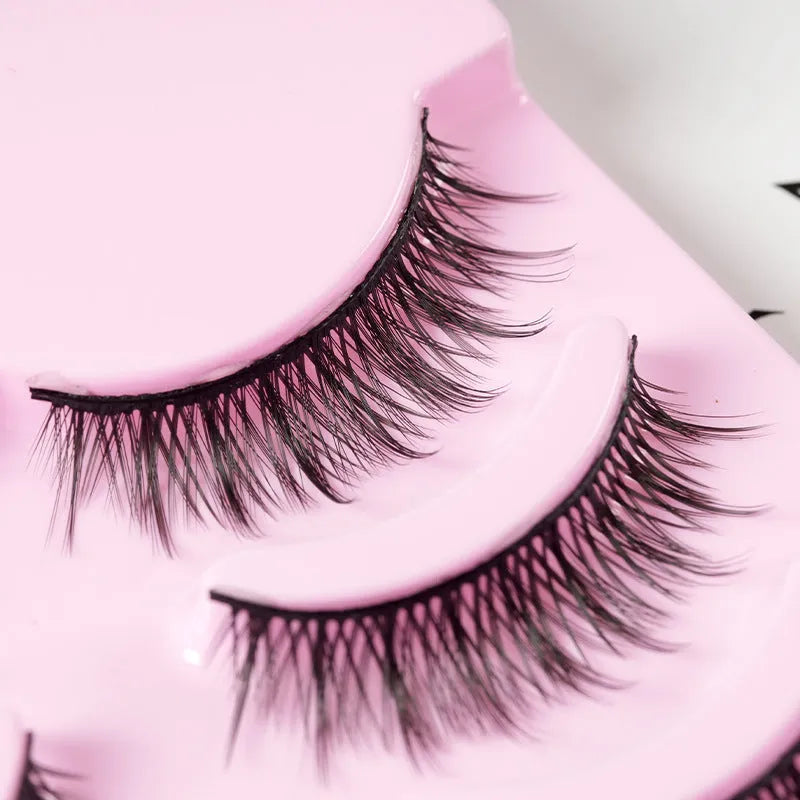 5 pairs anime manga lashes false eyelashes in natural wispy style with plastic black band