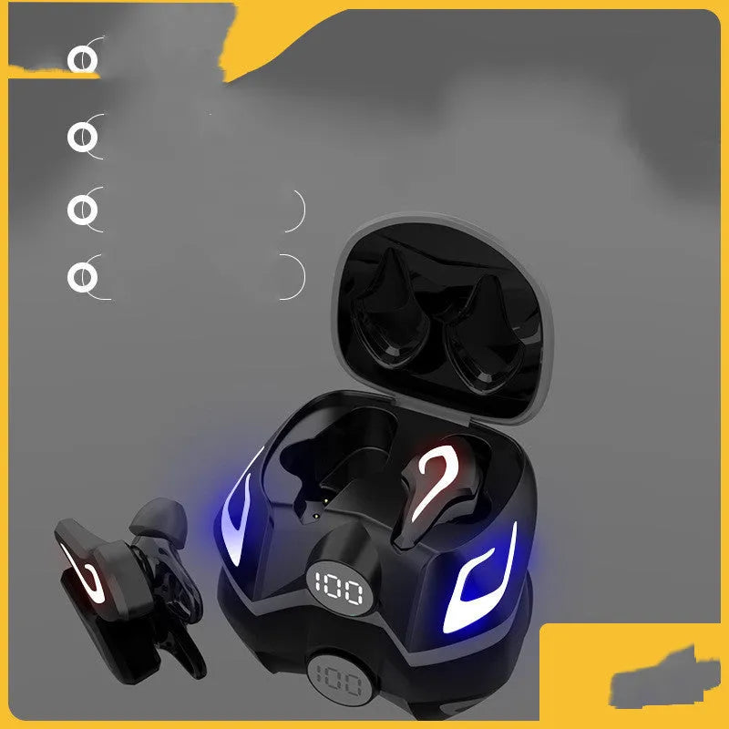 Bluetooth gaming headset with colourful ear caps in wireless earplug design