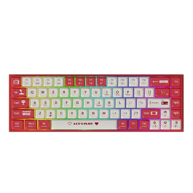 AJAZZ AK680 wired mechanical gaming keyboard with hot-swappable switches on a desk