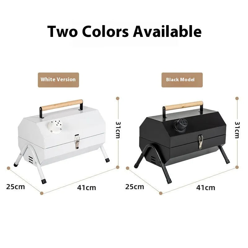 White round chimney oven portable grill with detachable components for frying and baking