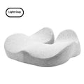Light grey memory foam office chair cushion measuring 46x43x12cm on a chair