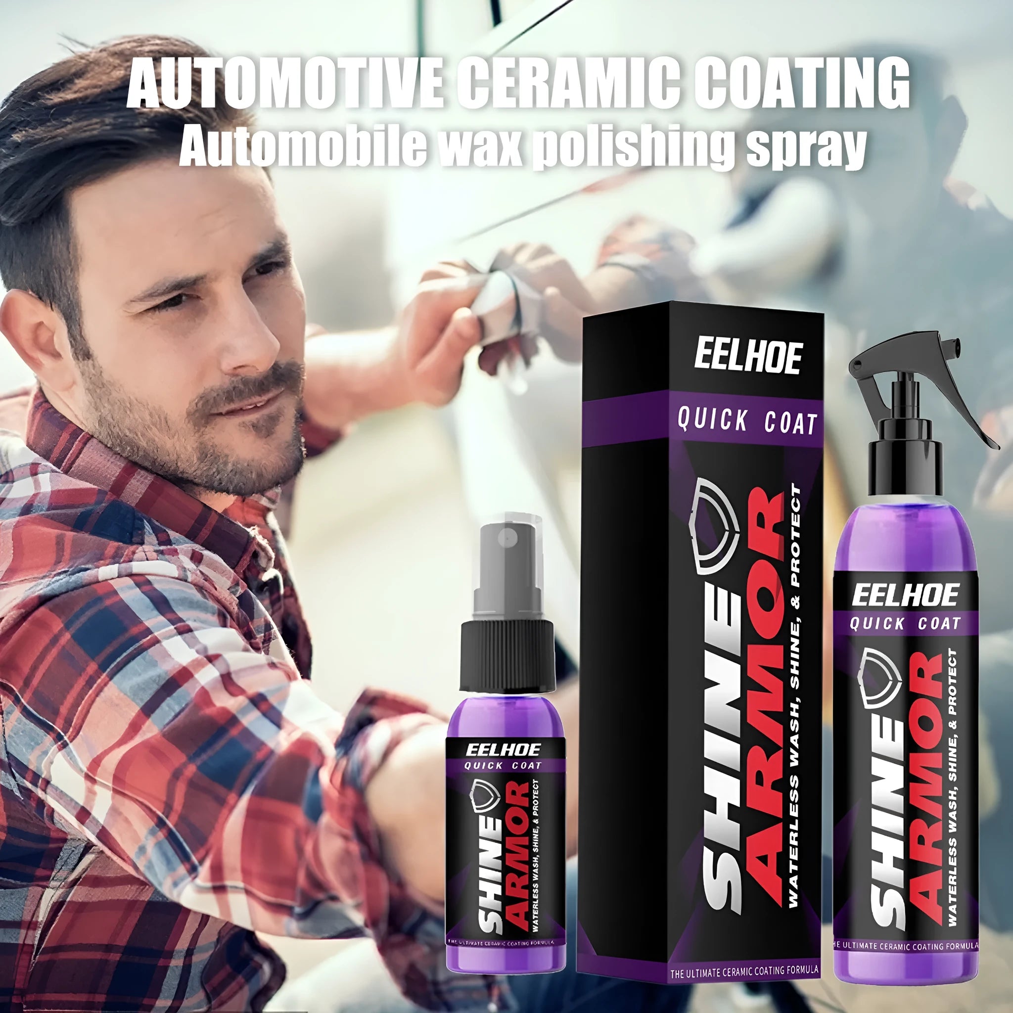 Purple nano car coating spray bottle for hand application to vehicle exterior surfaces