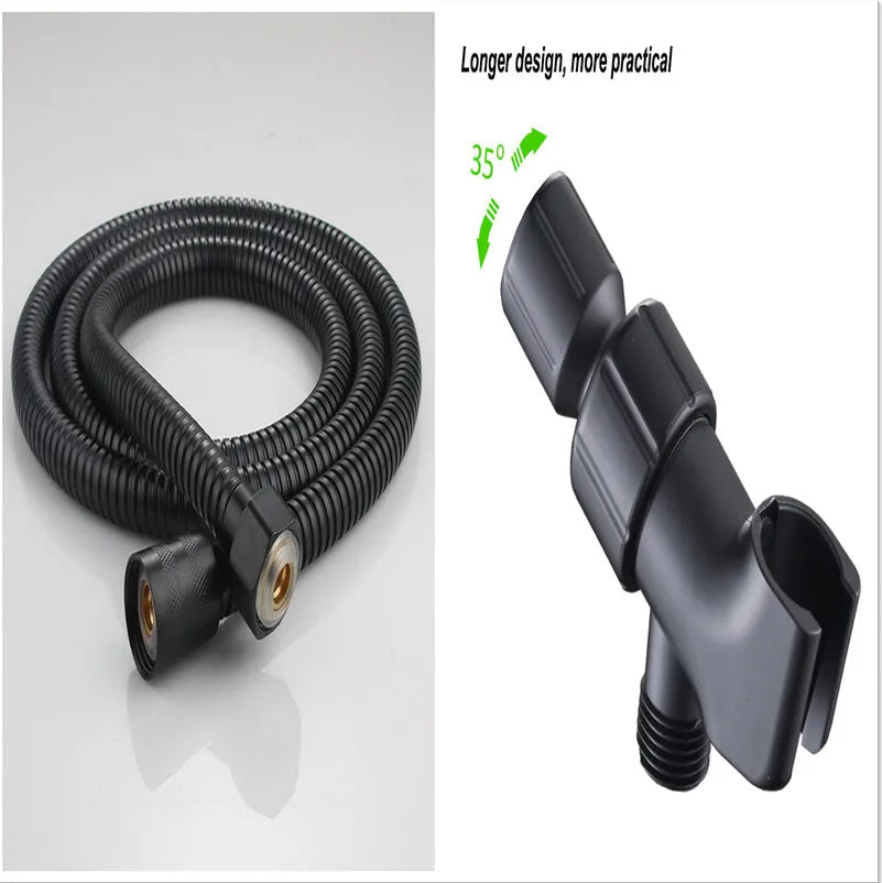 ABS pressurised 5-speed handheld shower head with large water output, 1.5m encrypted hose, in black finish